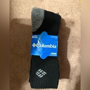 4 Pairs Columbia Mens Socks 6-12 NEW Wool Blend Crew Socks